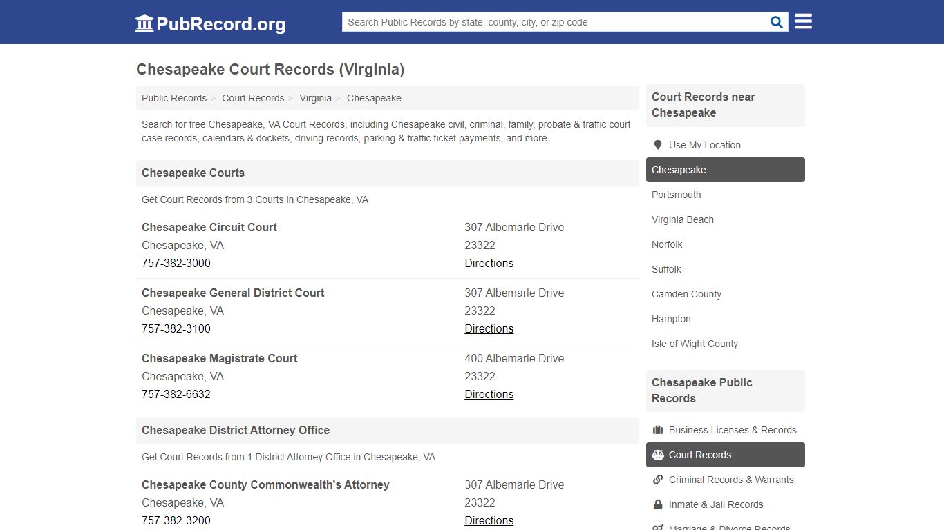 Free Chesapeake Court Records (Virginia Court Records)