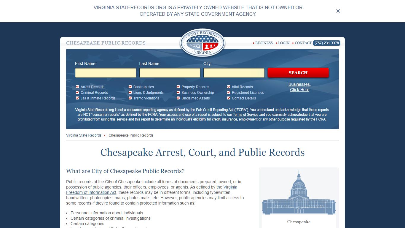 Chesapeake Arrest, Court, and Public Records