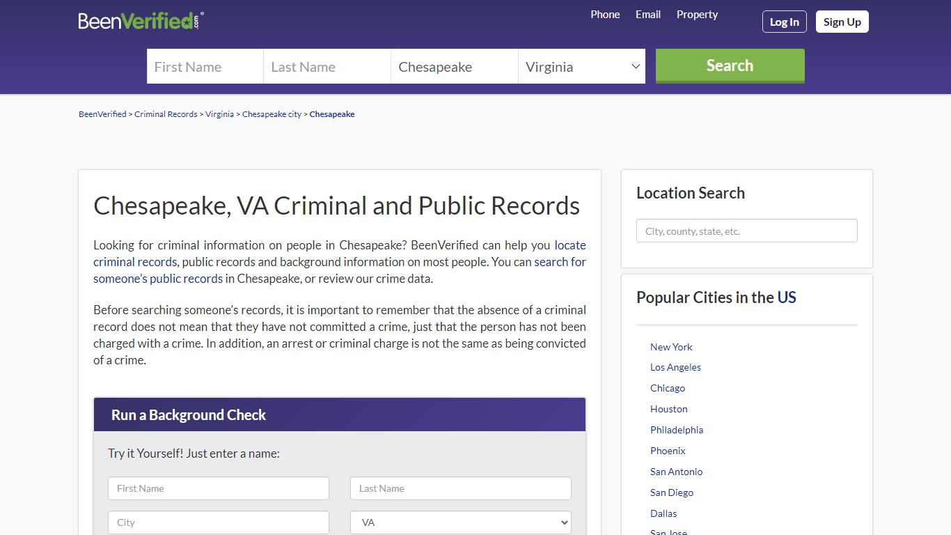 Chesapeake Public Records (VA) - Court & Criminal Records | BeenVerified